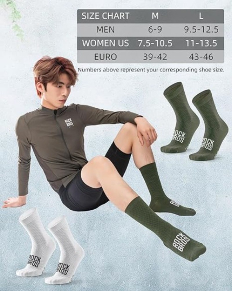 ROCKBROS Cycling Socks Breathable Wicking Athletic Compression Road to Sky Socks