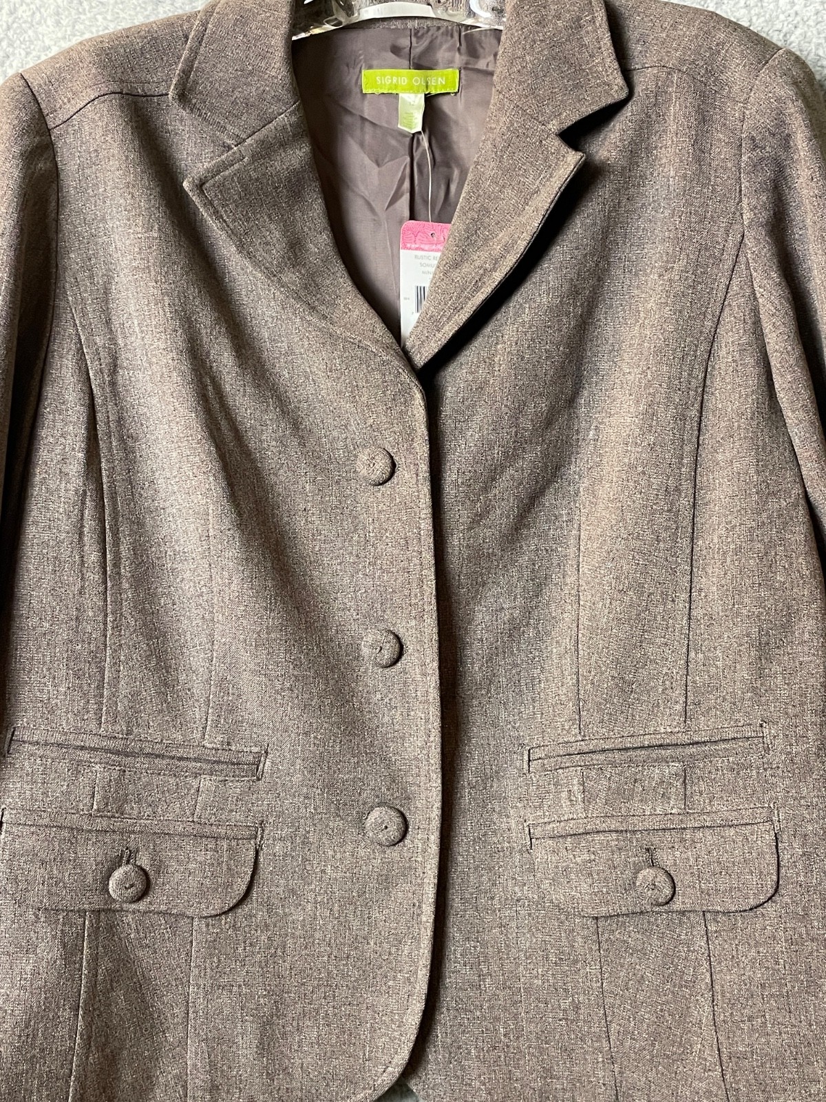 Sigrid Olsen Jacket Skirt Suit Womens 12 Brown Single Breasted Capsule Wardrobe