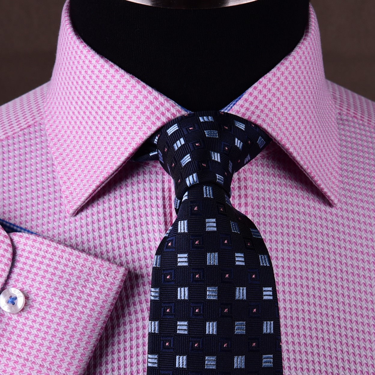 Pink Houndstooth Men’s Formal & Business Dress Shirt Plaids & Checks Hot Gingham