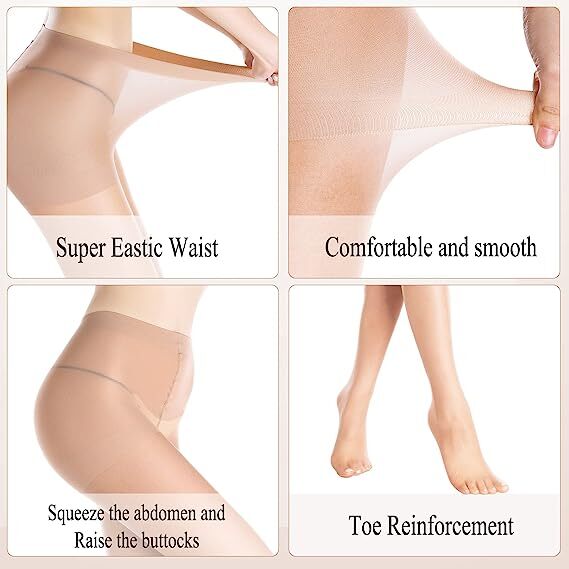 1-3 Pairs Women’s Ultra Sheer Tights Oil Shiny Glossy Pantyhose Hosiery Stocking