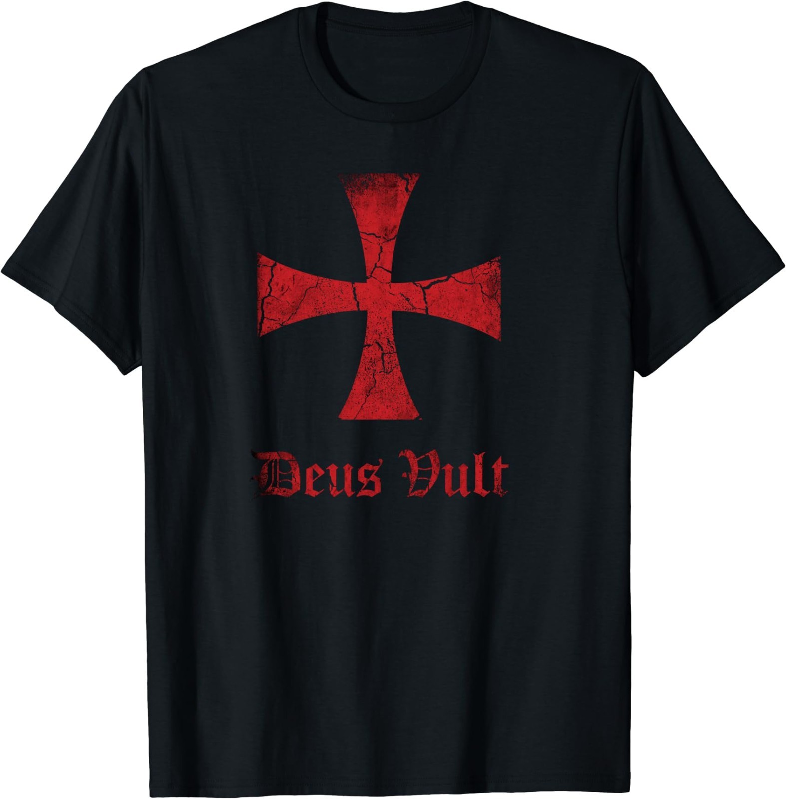 Distressed Deus Vult Knights Templar Cross, Crusader T-Shirt