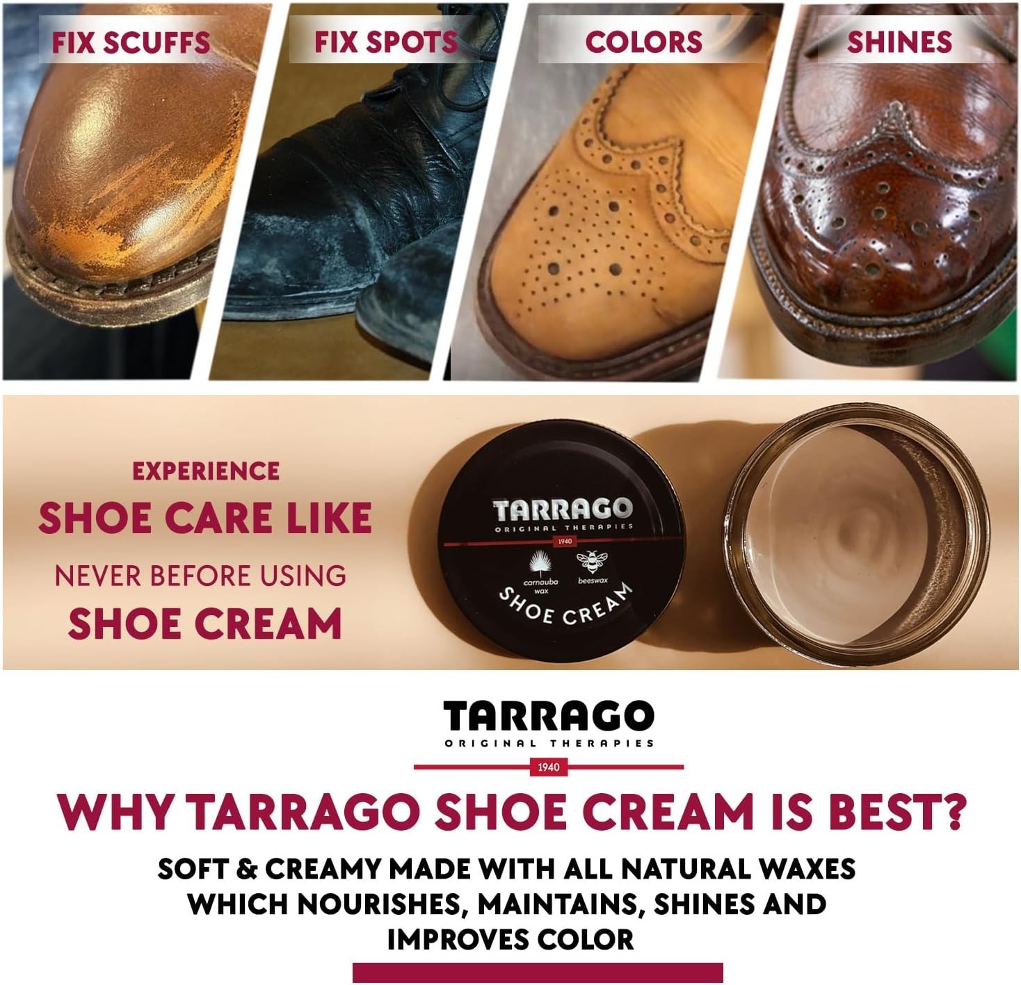 Tarrago Shoe Cream Professional Shoe Polish – 50ml