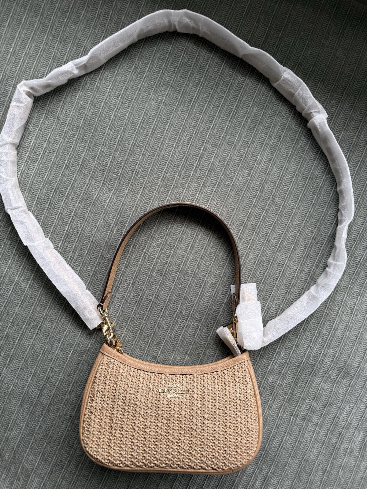 Coach Teri Mini Crossbody Bag in IM/Toast | Coach Straw Bag