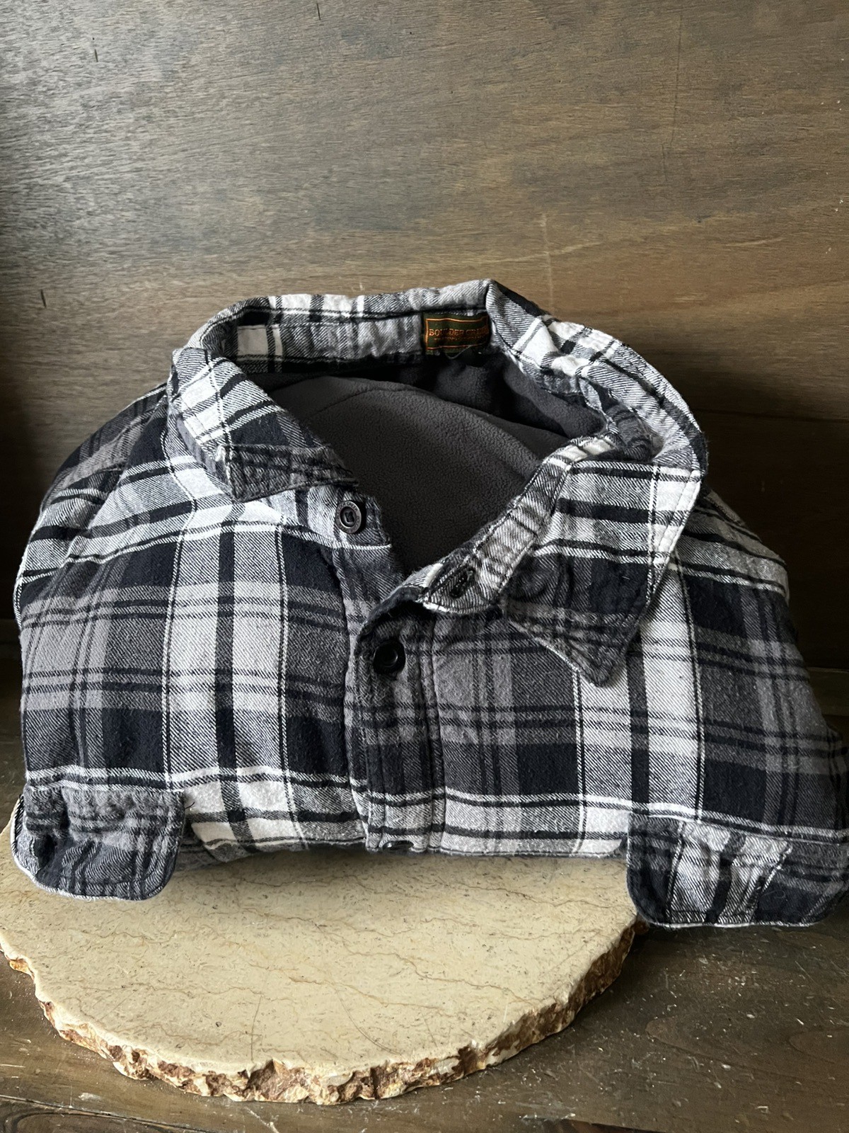 Boulder Creek Flannel Jacket SIZE 7XL BIG GRAY PLAID LONG SLEEVE BUTTON UP