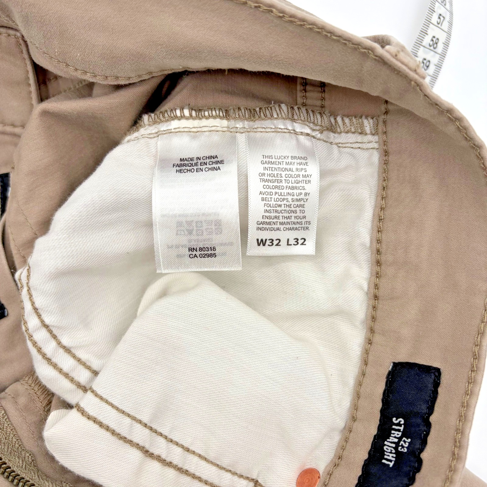 Lucky Brand 223 Men’s 32×31 (Tag 32×32) Straight Leg Stretch Tan Pants