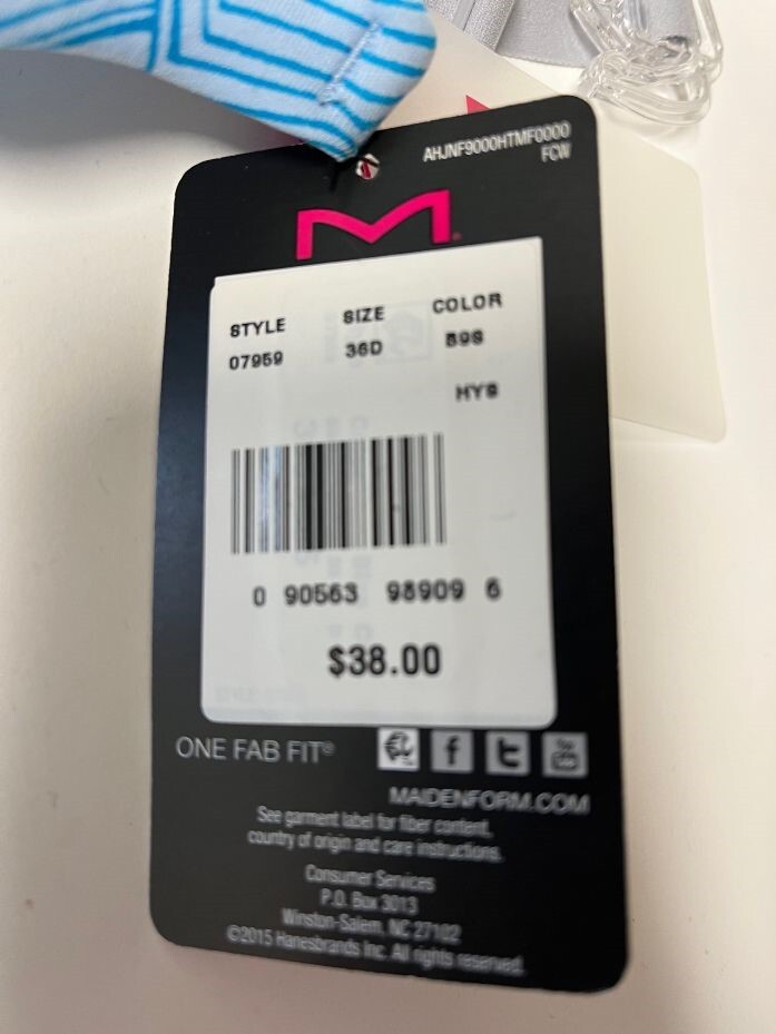 Maidenform One Fab Fit Bra Size 36D Style 07959 NEW MSRP $38.00 Blue