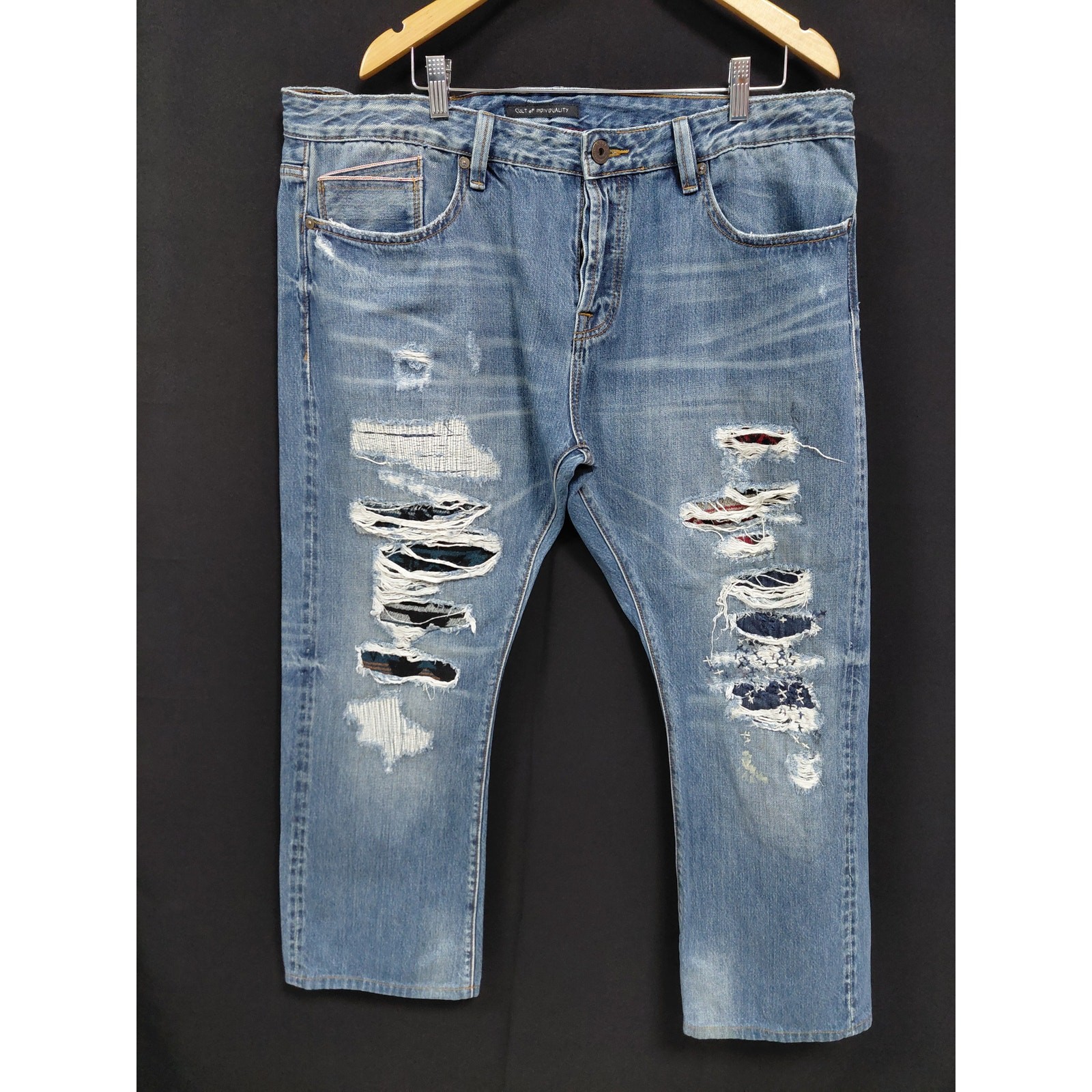Cult of Individuality Distressed Blue Denim Jeans Mid (10-12 in) Regular