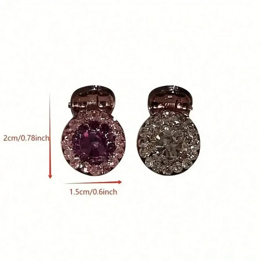 Clearance 4Pcs Purple/Grey Crystal Flower Hair Clips, Sparkly Duckbill Barrettes