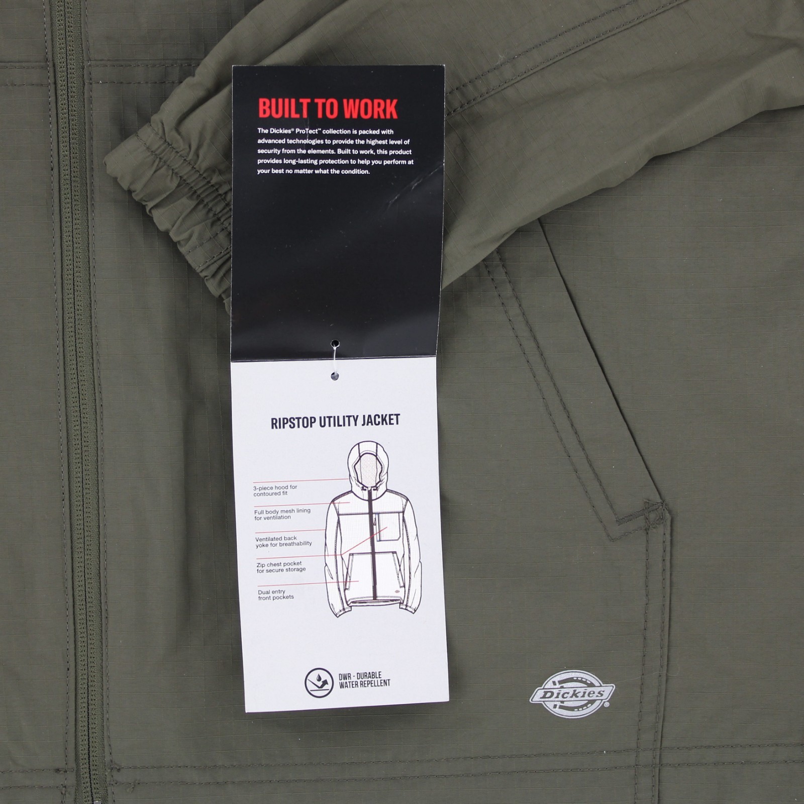 Dickies Ripstop Utility Jacket, Men’s Water Repellent Jacket, 3 Piece Hood