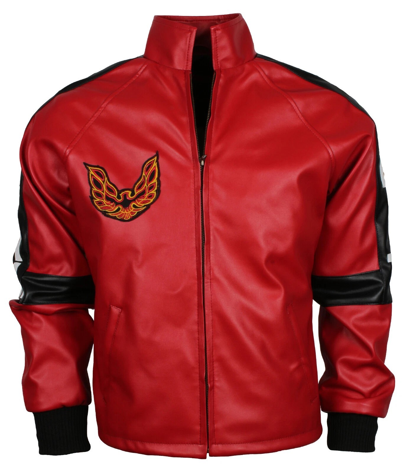 Mens Biker Burt Reynolds Smokey and the Bandit Red Trans Am Real Leather Jacket