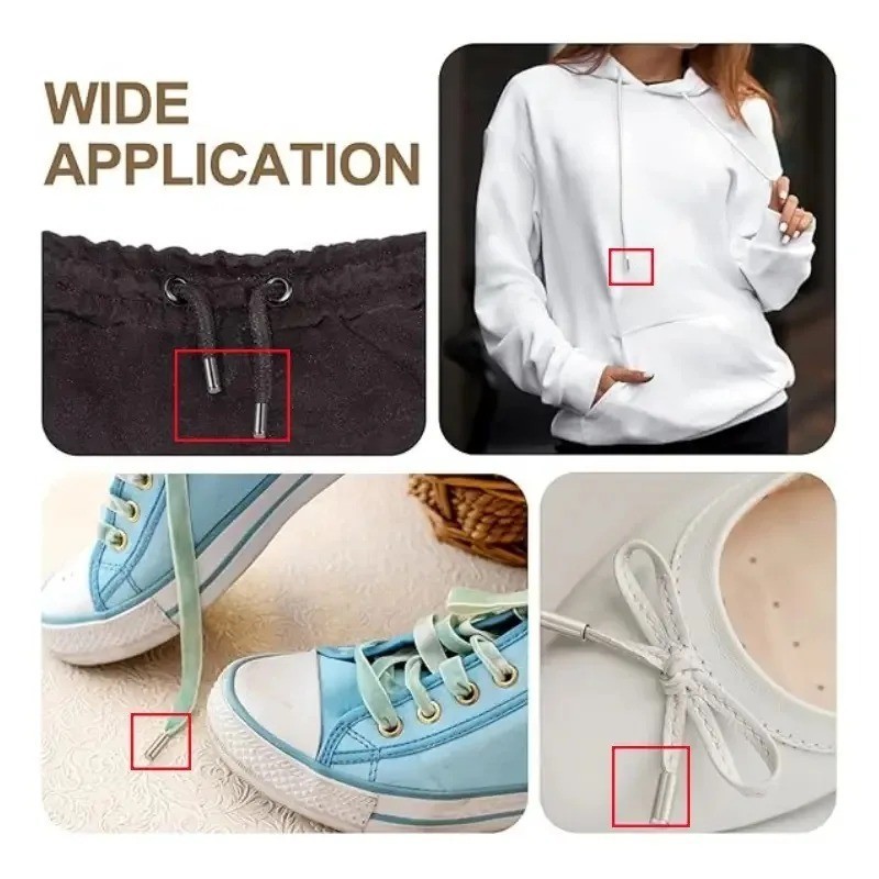 10pcs Metal Cord Locks Aglets Shoelace Tips Hoodie Drawstring Buckles DIY UK