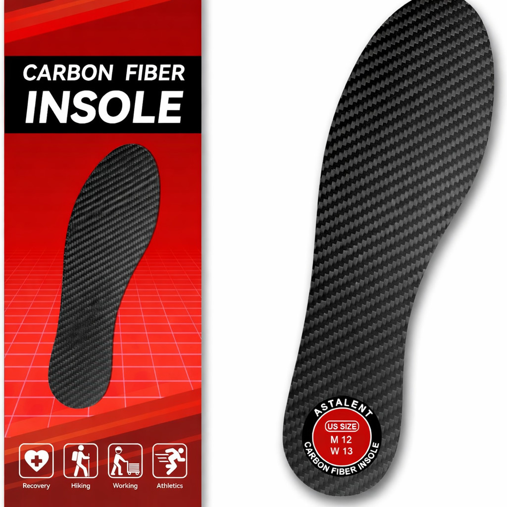 1 Pair Carbon Fiber Insole for Men & Women: 1.2Mm Thick Rigid Shoe Insert Suppor