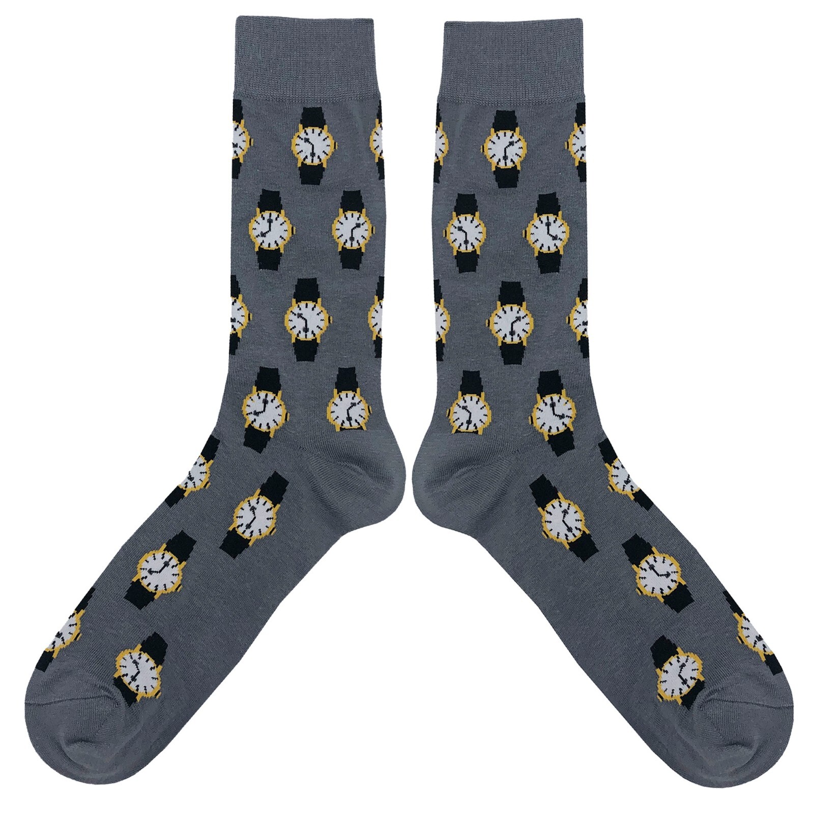NWT Wrist Watch Dress Socks Novelty Men 8-12 Gray Crazy Fun Sockfly