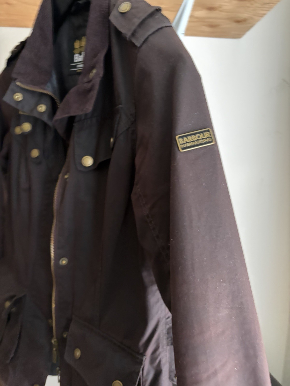 Barbour International Women’s Biker Waxed Jacket In Brown, Size 4 US, 8 UK