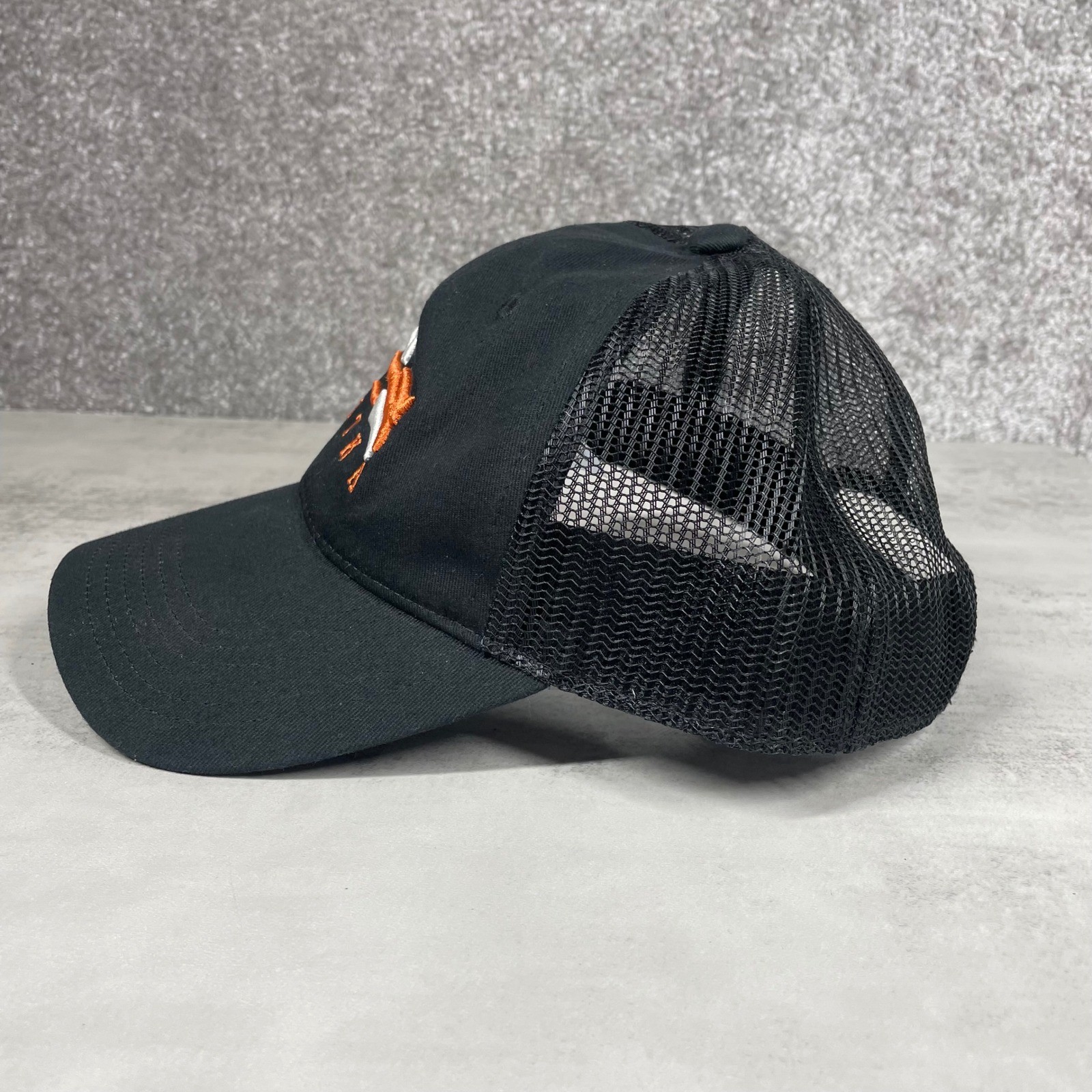 Sitka Hat Trucker Snapback Cap Embroidered Logo Lo Pro Black Orange