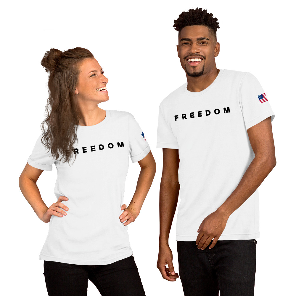 Freedom Shirt for Men Women, Patriotic Gift, Flag on Sleeve, 4th of July Tee