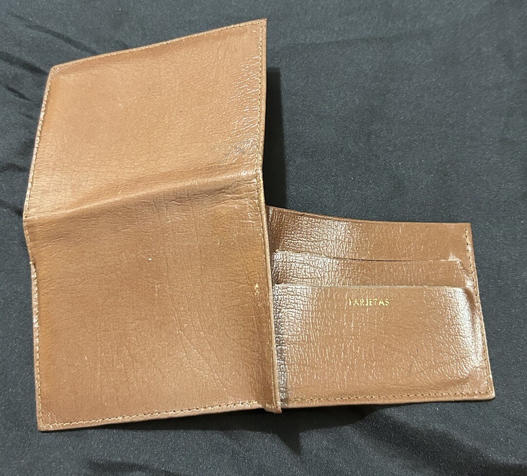 JIF Trifold Slim Fold Wallet Men Leather Brown Multiple Compartments Sleek Thin
