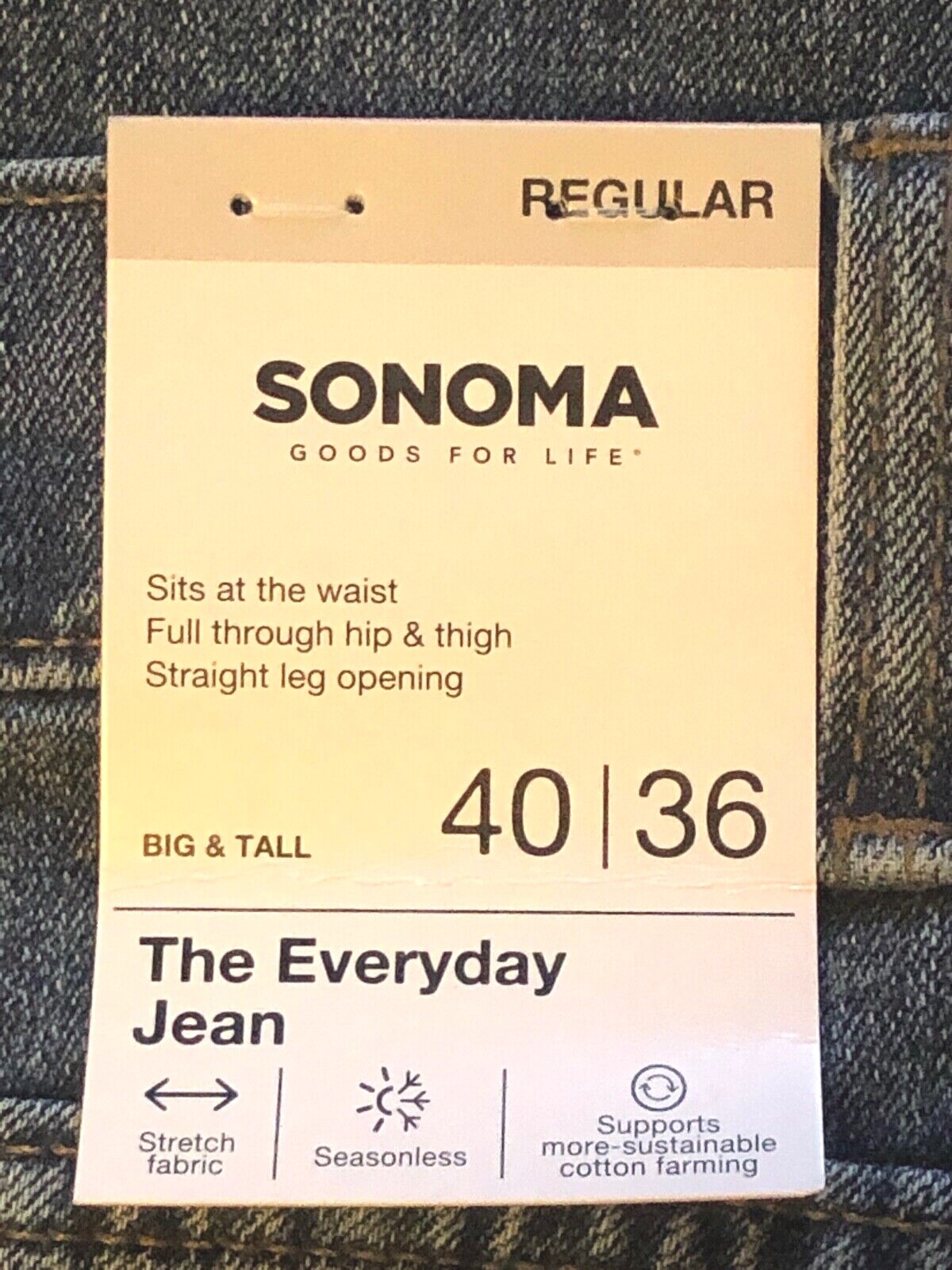 NWT Big & Tall Mens Sonoma Regular Fit St Leg Med Jeans – U Pick Size – MSRP $48