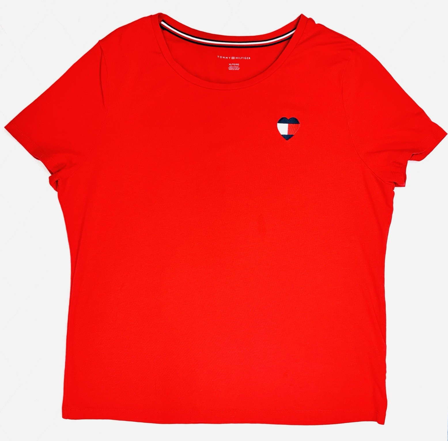 Tommy Hilfiger Women’s Size XL Red Cotton Blend Pullover S/S T-Shirt Heart Logo