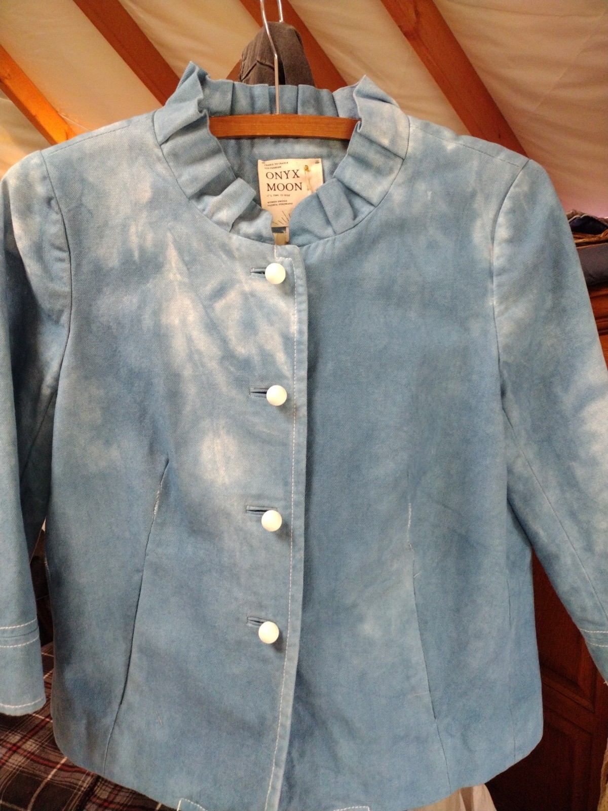 Jacket S Blue Plant Dyed Hand-Made Original Cotton Short Fully Lined