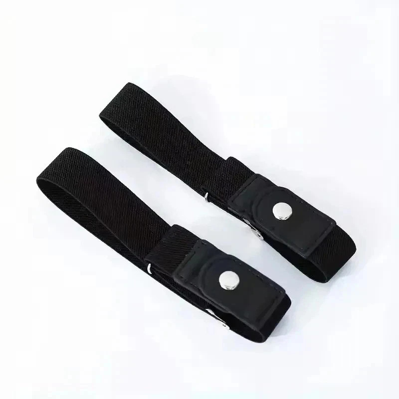 2 Pack No Buckle Elastic Belt Invisible Loop Belt for Jeans Pants