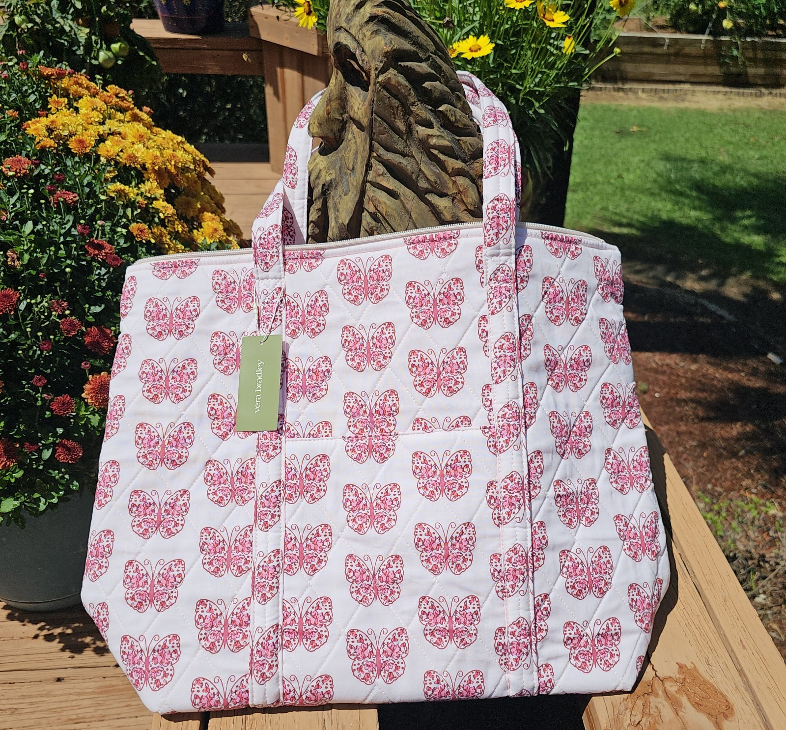 Vera Bradley- Lge North/South Tote Bag- Butterfly Blooms Crystal Pink- NWT- $159