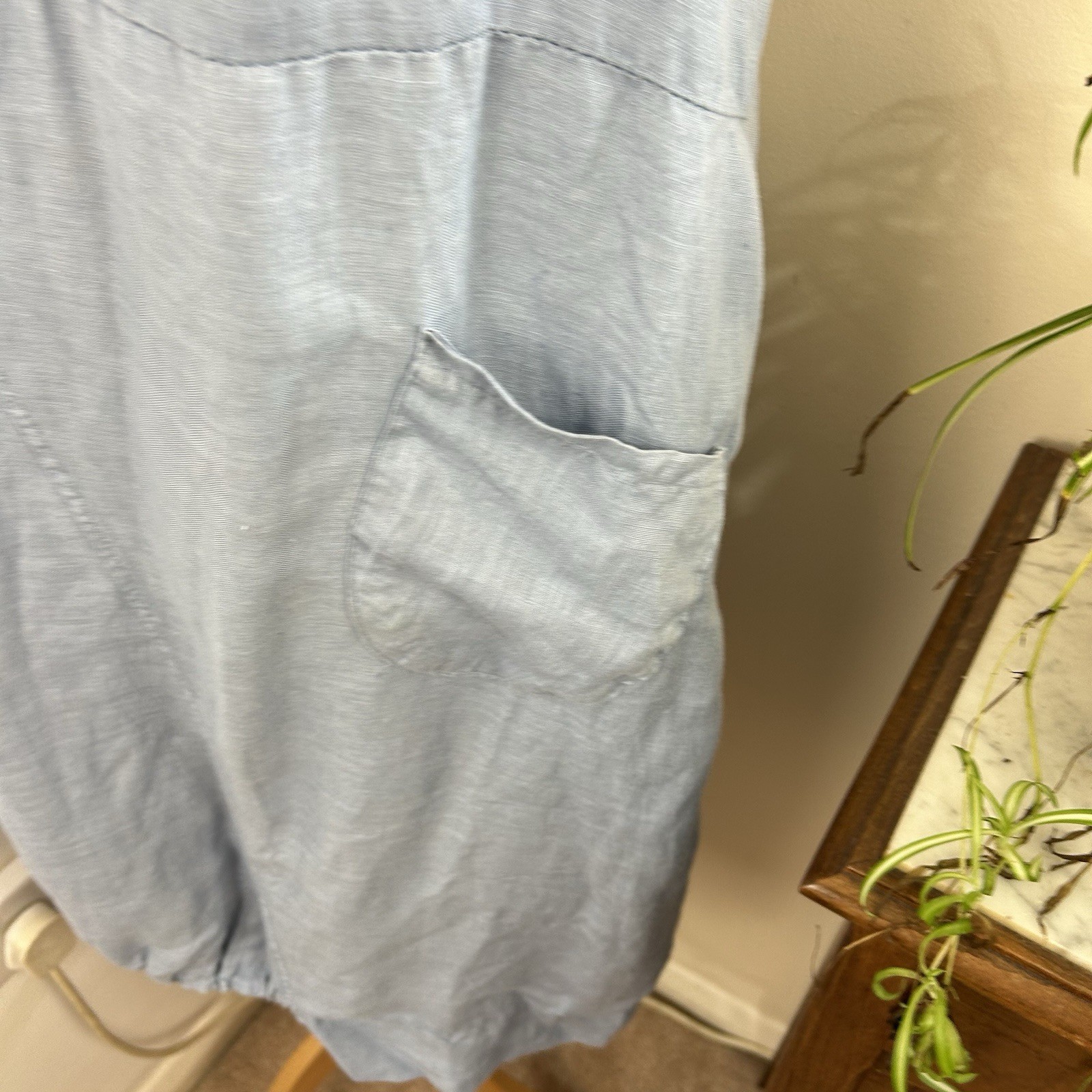 Carina Ricci Linen Dress UK 10 Blue Relaxed Fit Balloon Style Pockets Minimalist