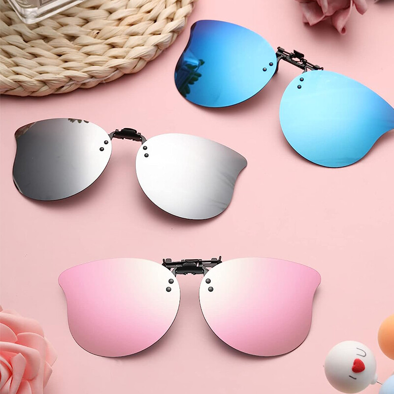 Polarized Clip-on Sunglasses Rimless Flip Up Lens Fit Over Prescription Glasses