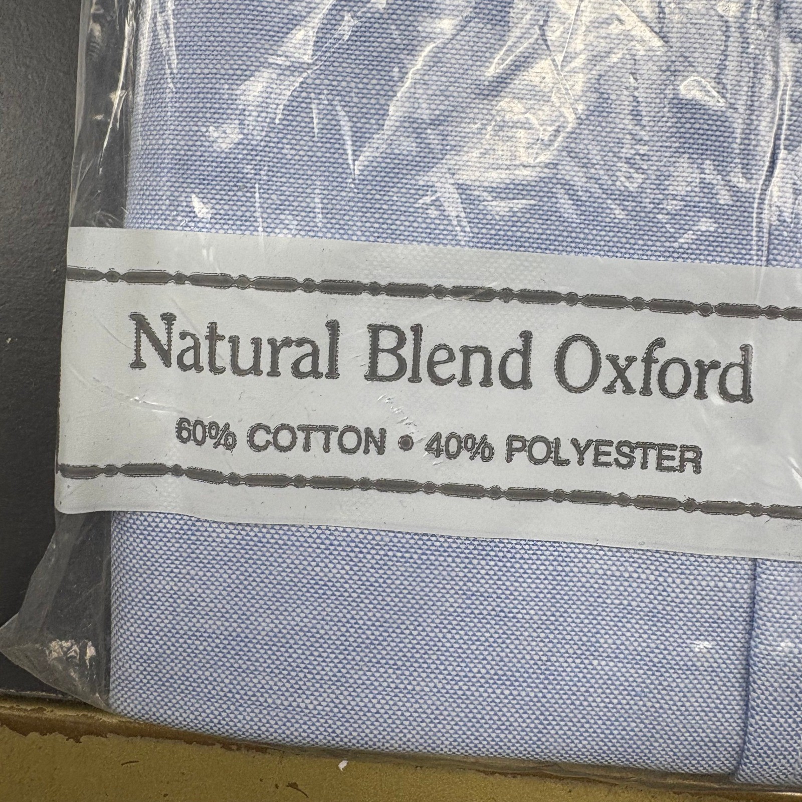 Anthonys Nofade Mens 17 Short Sleeves Natural Blend Oxford Dress Shirt NWT Blue