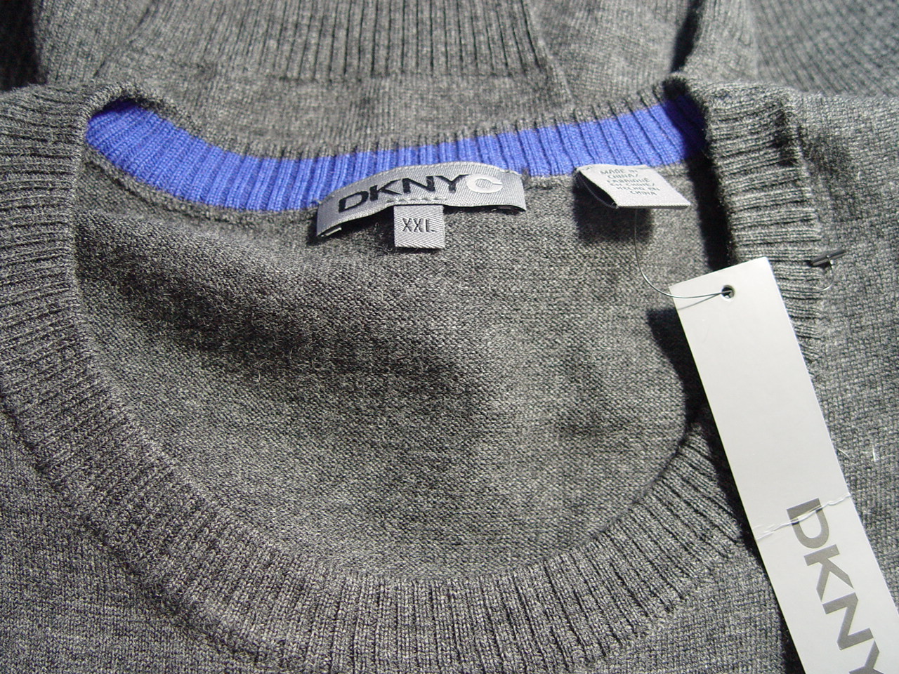 NWT DKNY DESIGNER MEN’S MERINO WOOL SWEATER BLACK OR GREY M L XL XXL XXXL