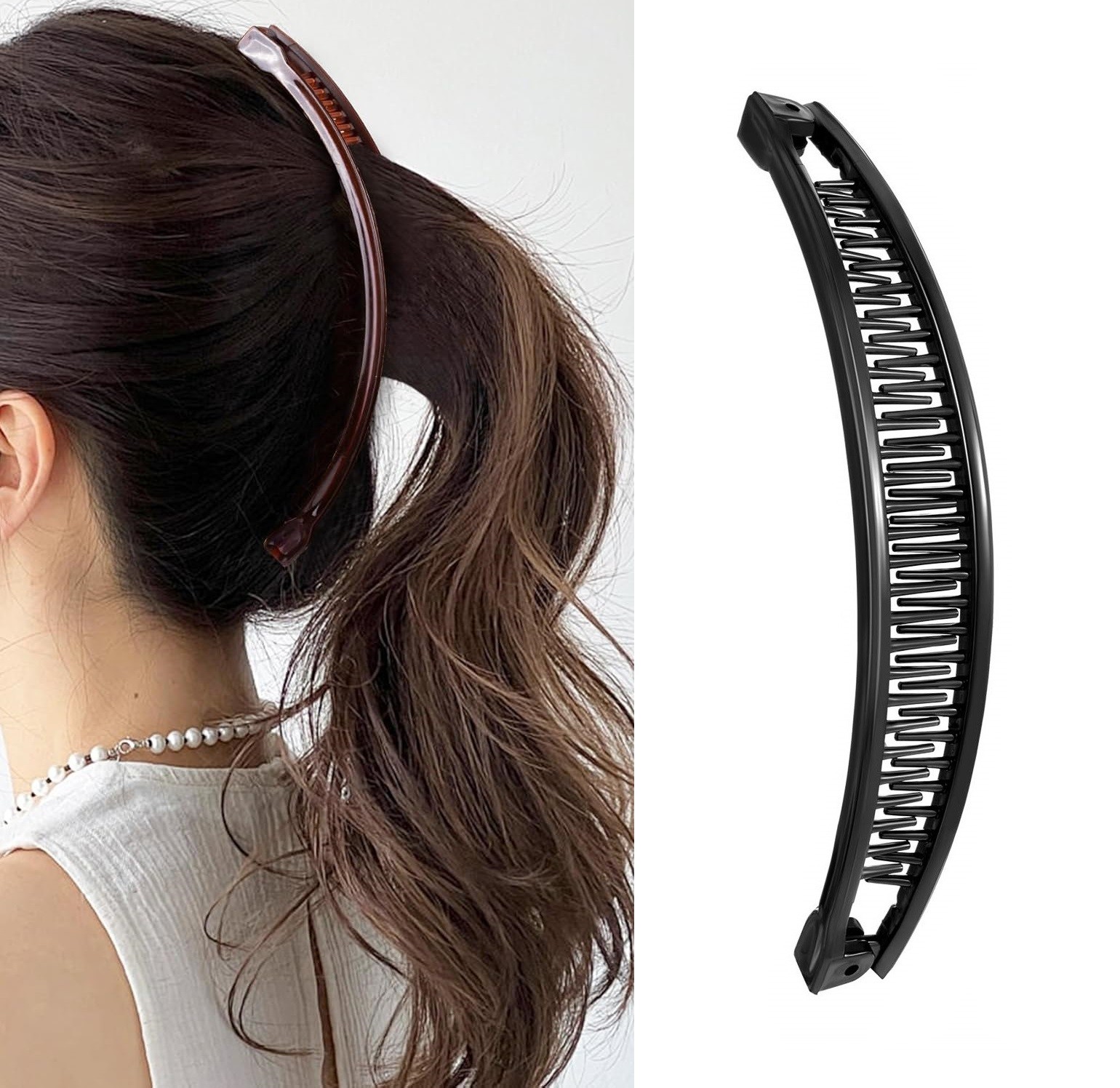 2PCS Large Curvy Hair Claw Banana Clip Vintage Simple Hair Claw Hair Accessories
