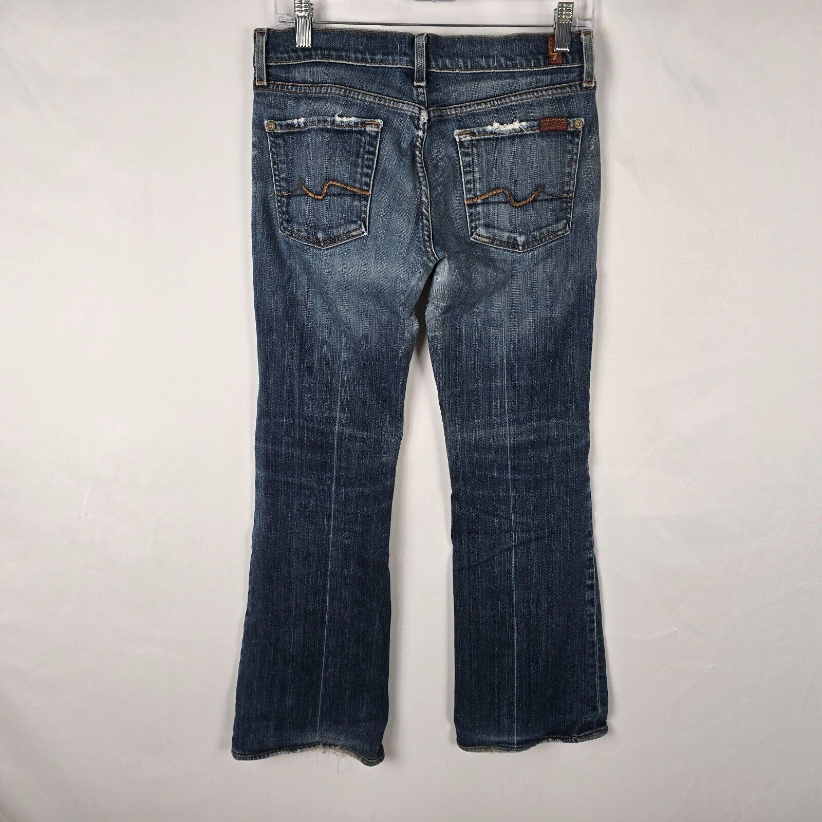 7 For All Mankind Jeans Women’s 28 Blue Flare Medium Wash Slight Distress
