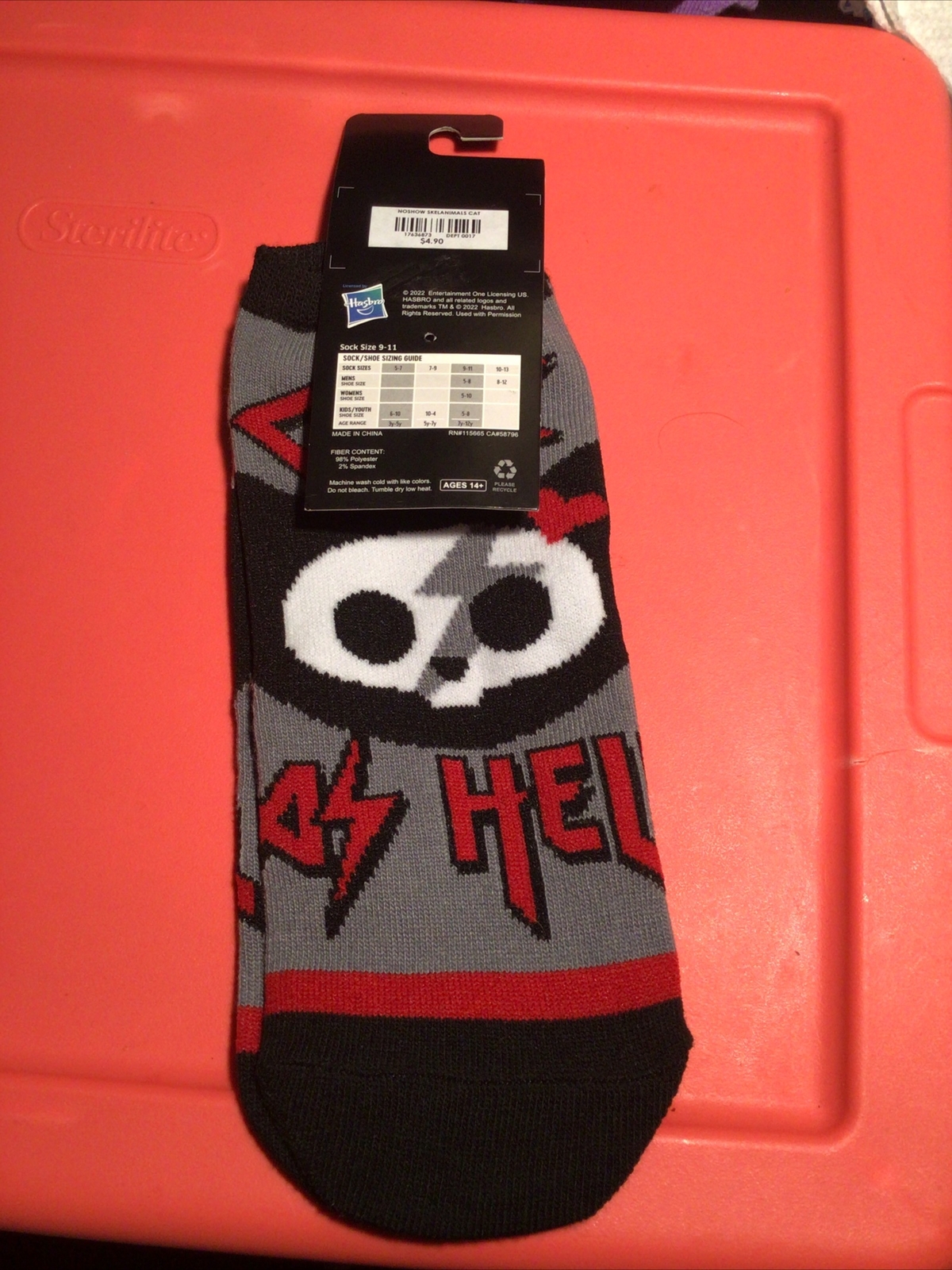 skelanimals No Show Socks Cute As Hell Cat Hasbro Sz 5-10 New NWT 2022