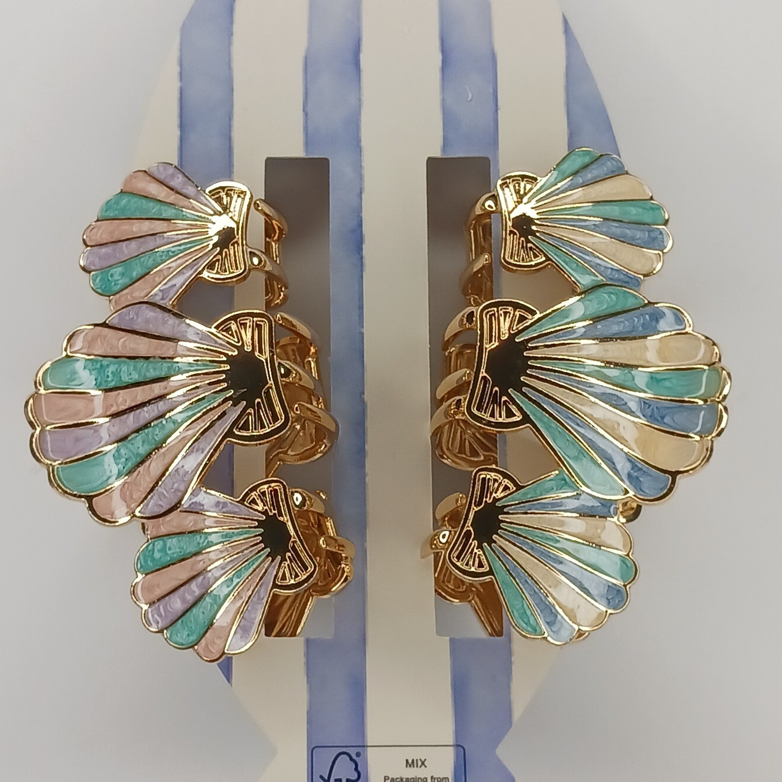 Piper K Pastel Seashell Hair Claw Clips Set Gold Tone Mermaid Coastal Beach Cute