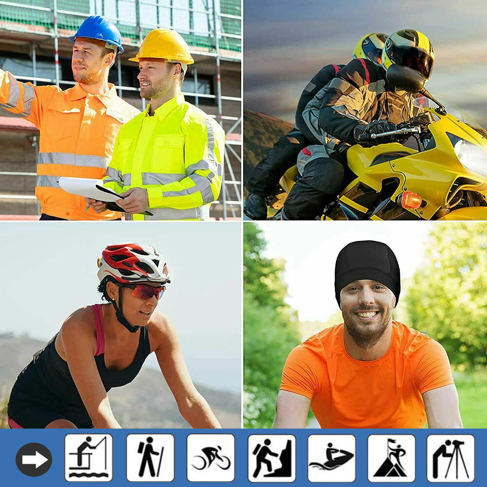 Men Cooling Skull Cap Helmet Liner Summer Quick Drying Cycling Sports Beanie Hat