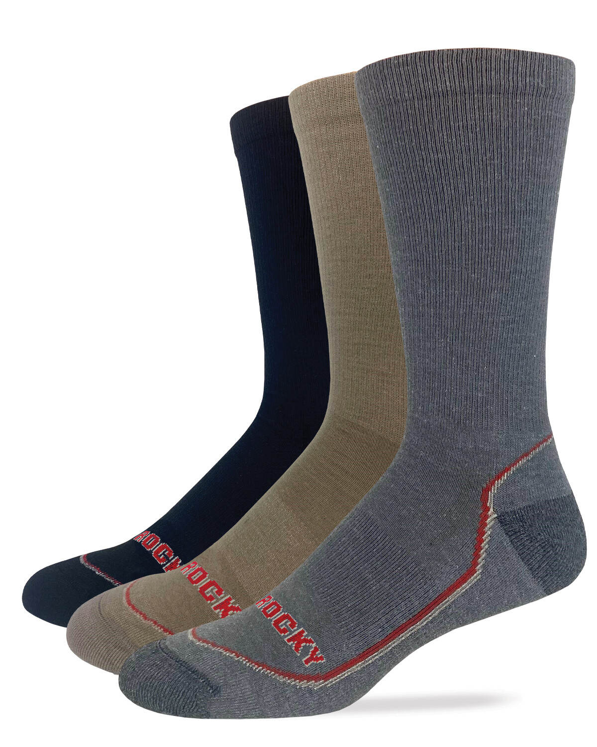 Rocky Mens 70% Merino Wool Lightweight Year Round Crew Socks 1 Pair Pack