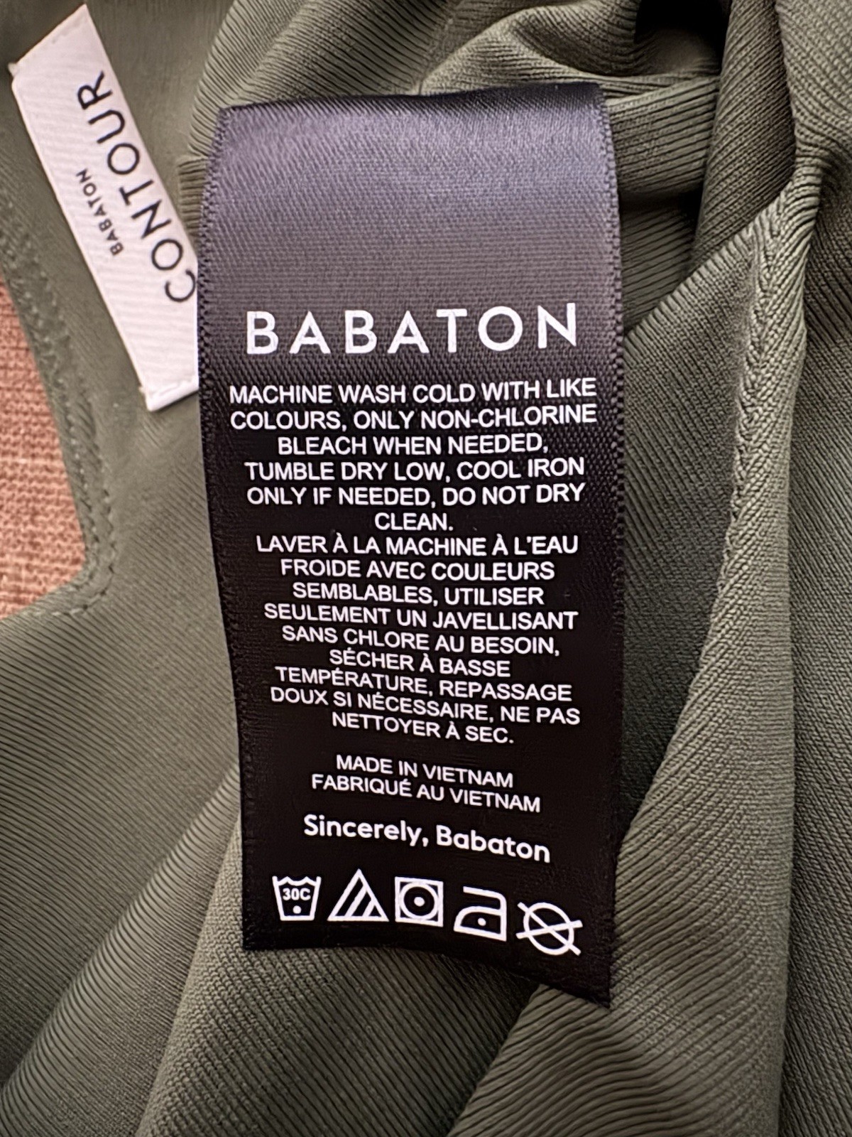 BABATON Contour V Neck One Piece Sencha Green Low Cut One Piece Top Blouse M