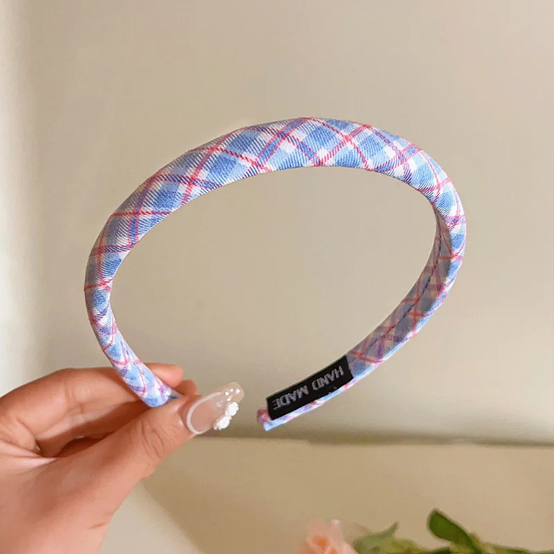 1/2/3pcs Spring Summer Women Solid Color Head Hoop Princess Girls Sweet Plaid Cl
