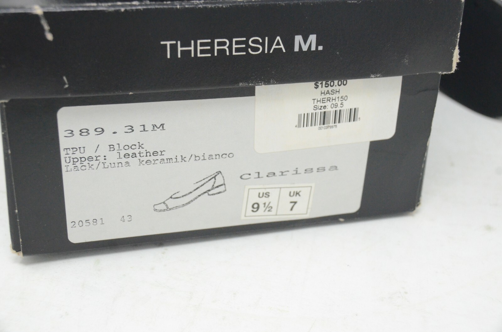 Women’s Theresia M White / Gray Leather Dress Flats. US Size 9.5