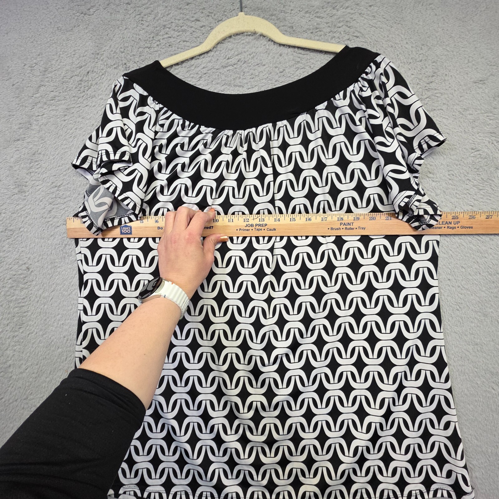 American City Wear Top Womens Plus Size 2X Black Geometric Boho Career Shirt