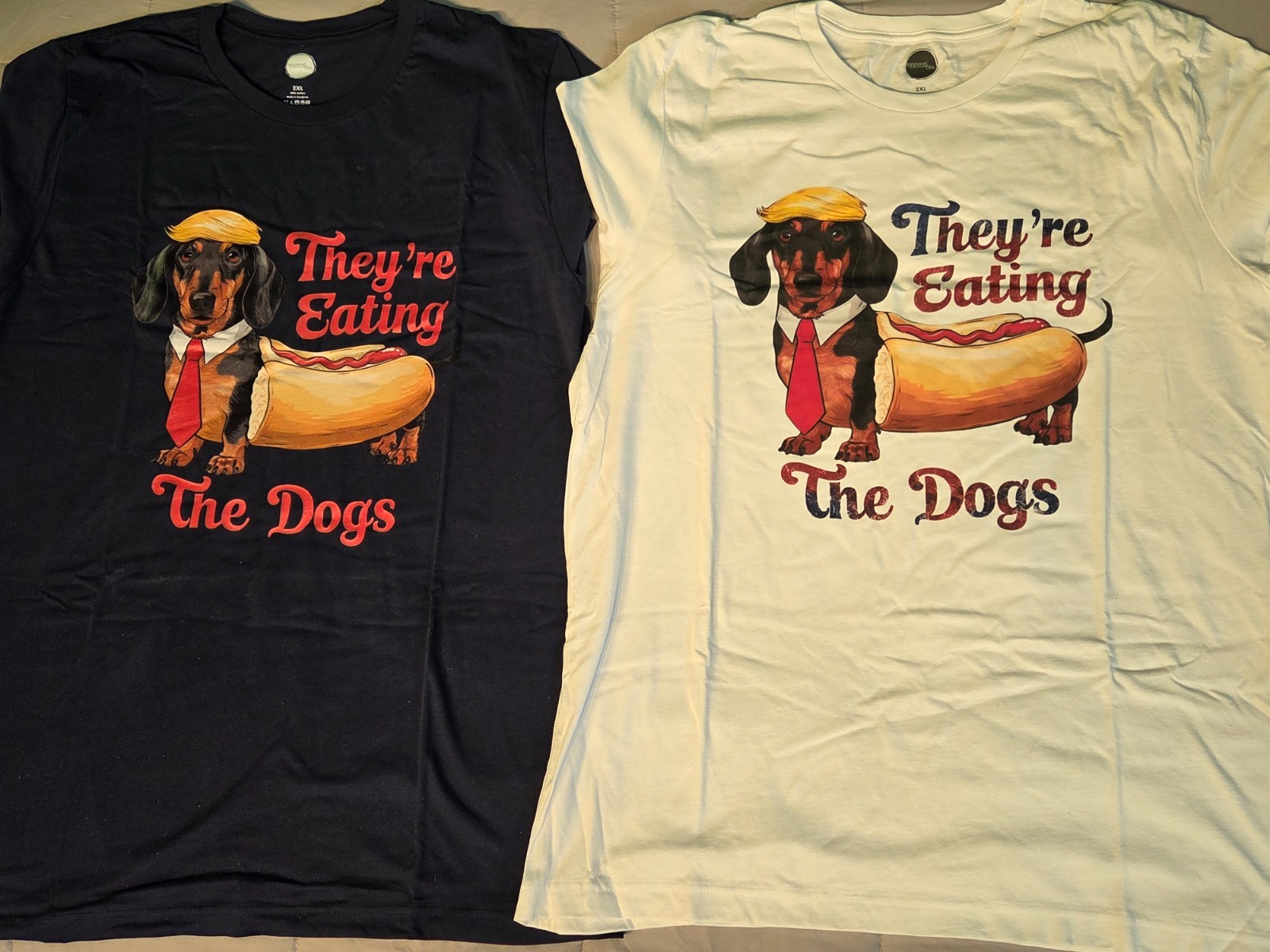 They’re Eating the Dogs Hot Dog T-shirts (Lot of 2) RESIST Anti-Trump Anti-MAGA
