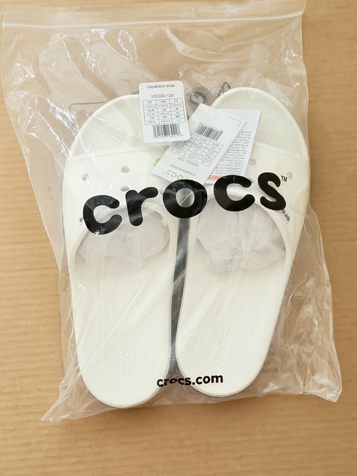 Crocs Unisex Bayaband Slide Sandals Women’s Size 12| Men’s Size 10 | White /Navy