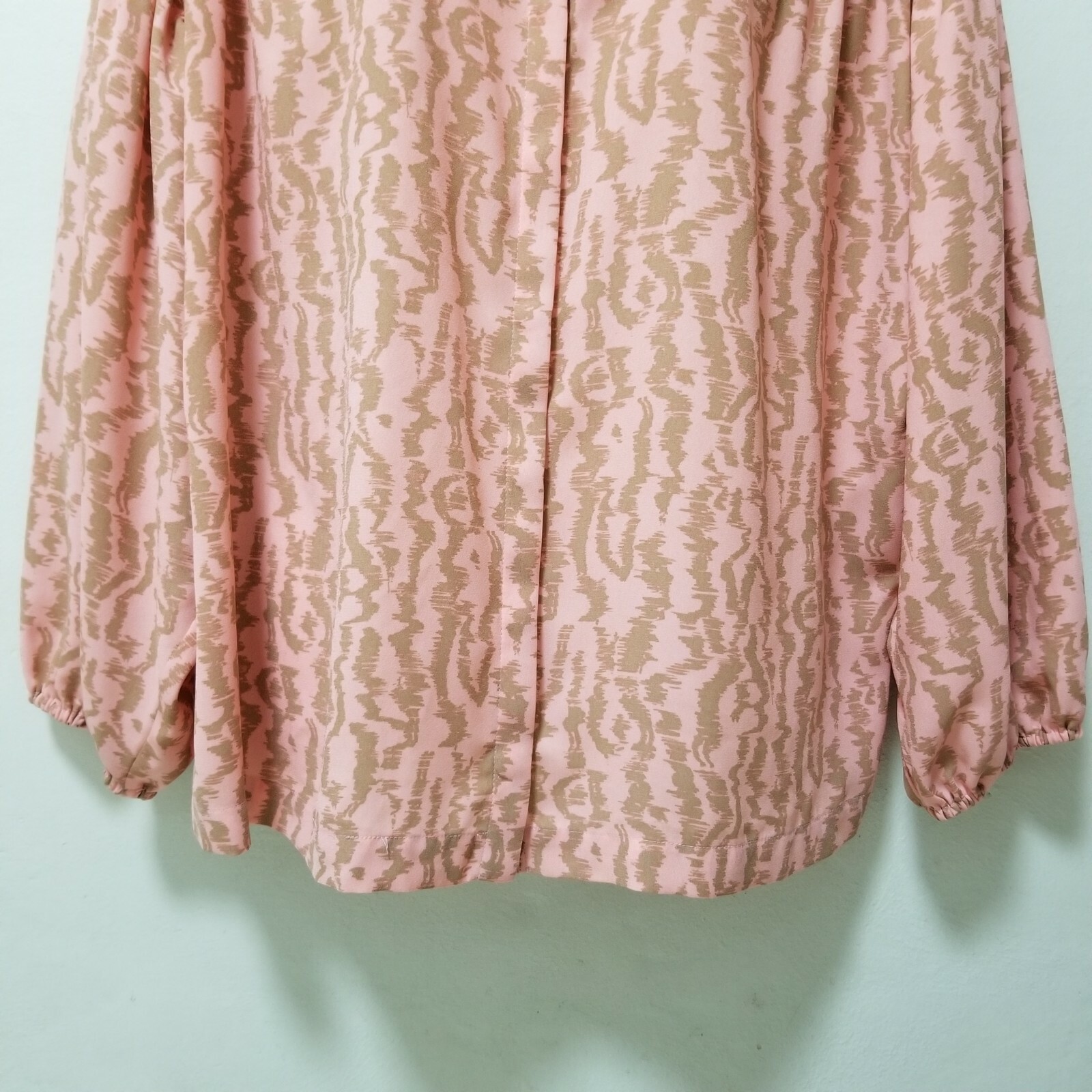 Elizabeth and James Top Blouse Peach Boho Print Button Down Billowy Balloon XXL