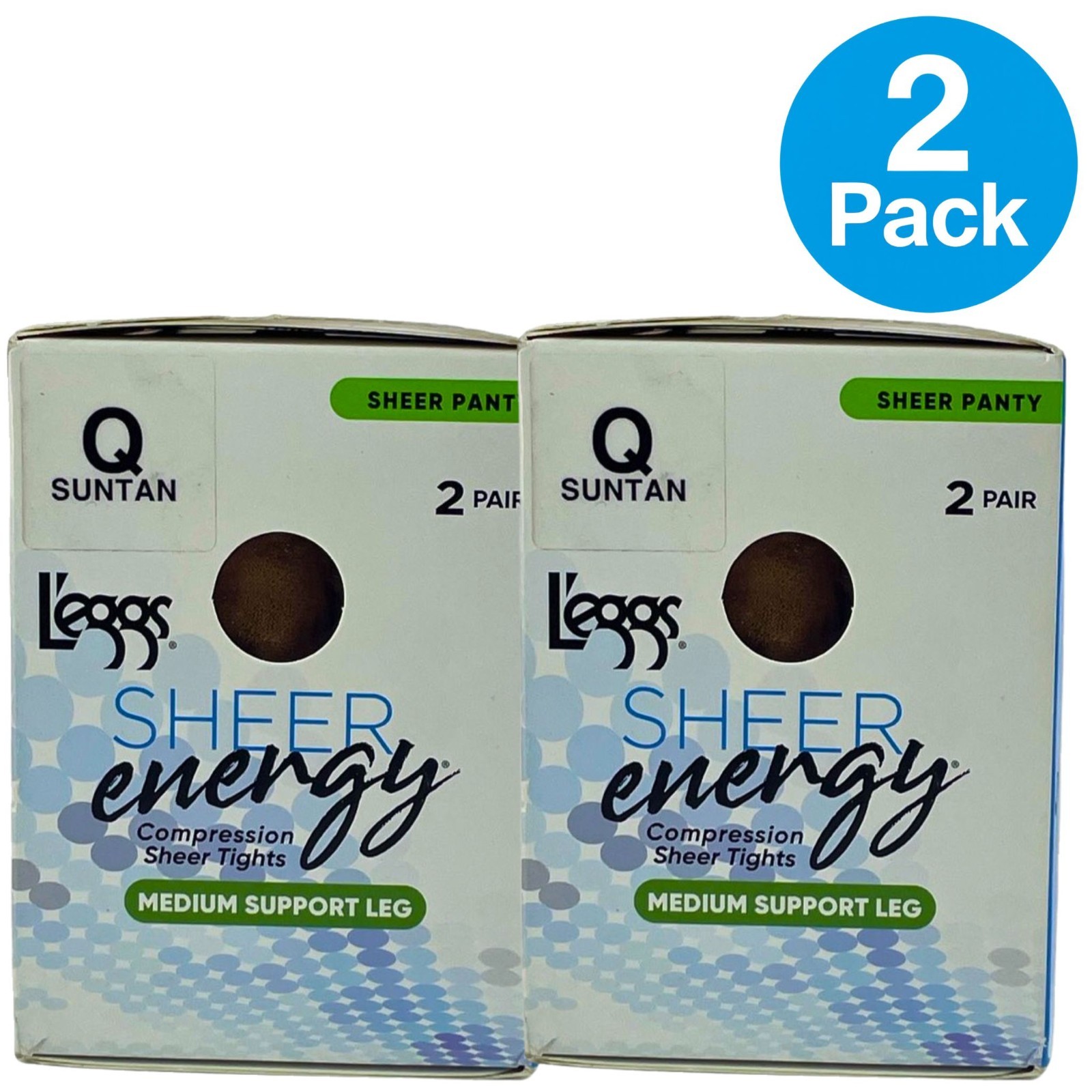 L’eggs Sheer Energy Medium Support Sheer Panty Compression Tights Suntan Size Q