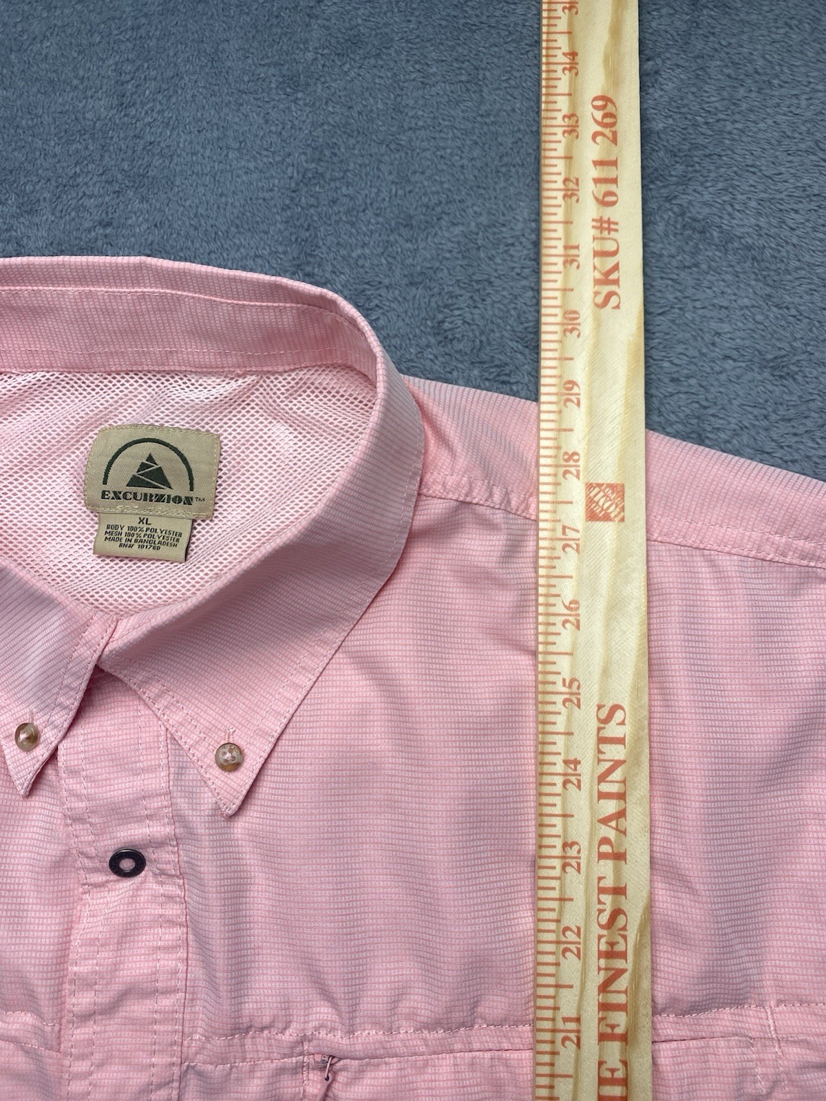 Men’s XL Excurzion Fishing Hiking Shirt Pink Outdoor Short Sleeve Button Down