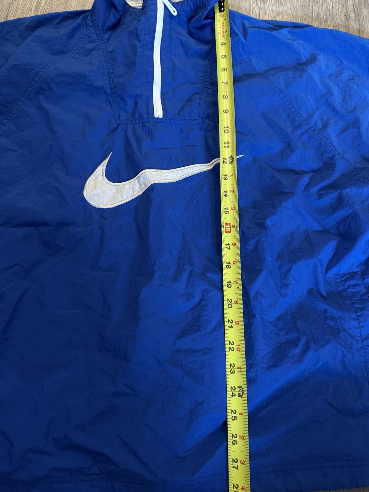 Vintage Nike Jacket Mens XL Blue White 90s Swoosh Big Logo Track Windbreaker