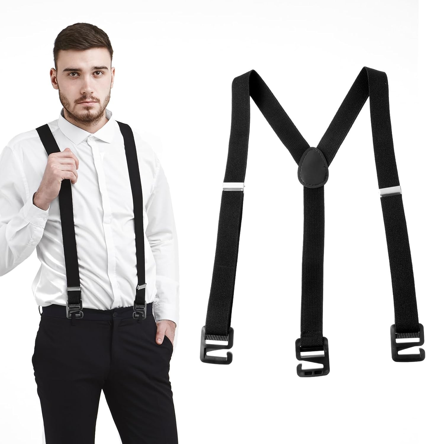1 Pcs Mens Suspenders Big and Tall Suspenders for Men, Black Suspender…