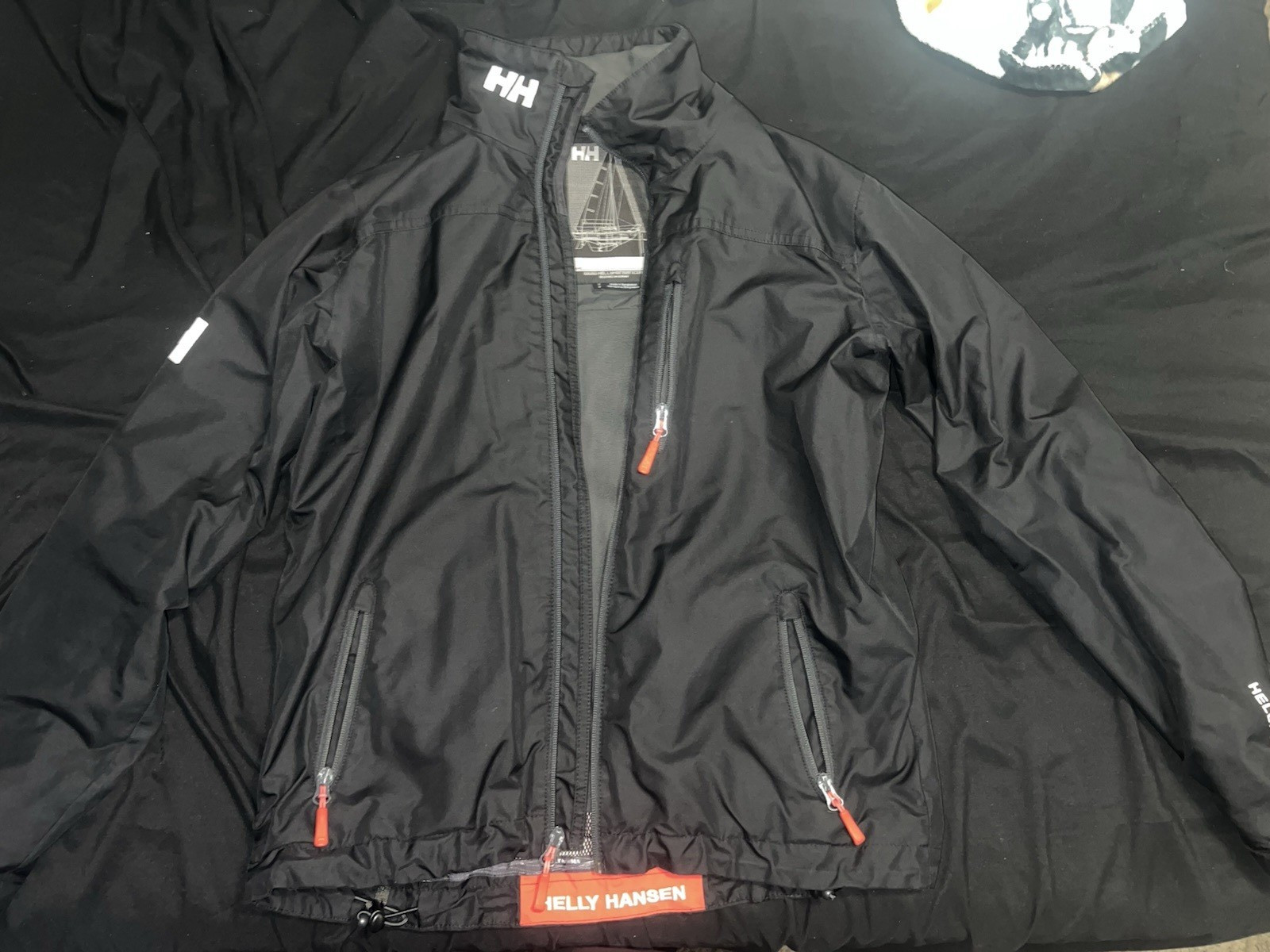 Helly Hansen Men’s Black Full Zip Jacket, Stand-Up Collar, Size S