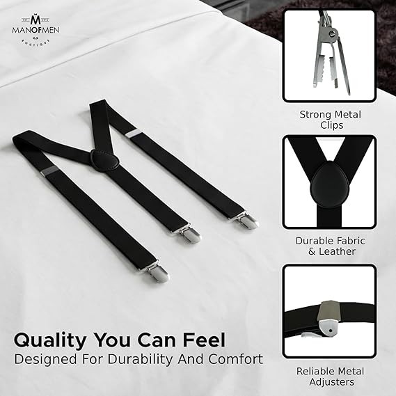 Men Heavy Duty Suspenders 1″ Y-Back Adjustable Metal Clips