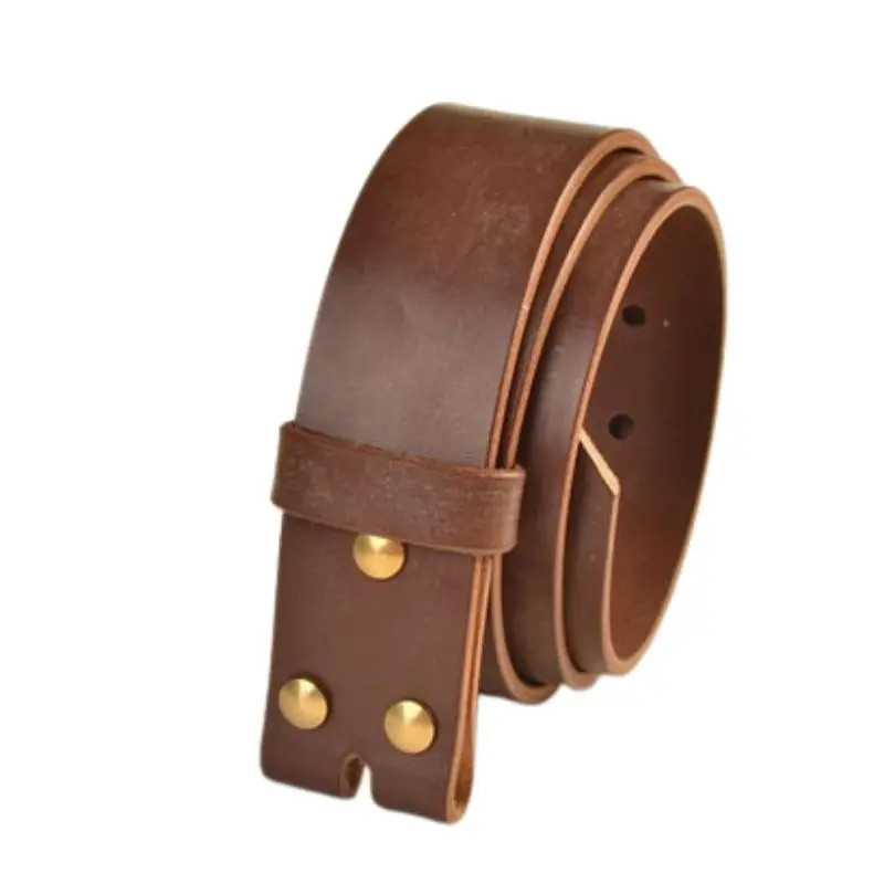 Horsehide Leather Strap Full Grain No Buckle Mens Casual Belt 3.8cm Width